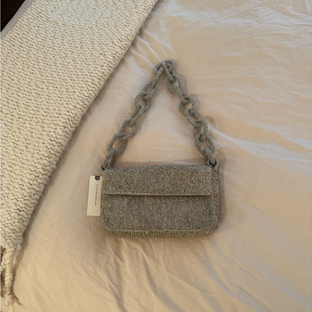 Beaded Silver Chain Shoulder Bag